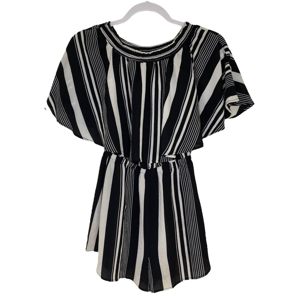 Show Me Your Mumu Rosarita Romper Black and White Stripe Womens Size Extra Small